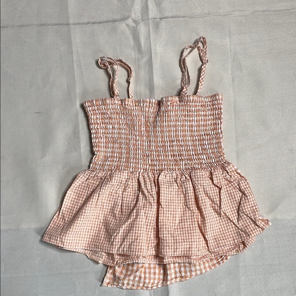 HONEY BELLE Orange and white Gingham Smocked Top - Picture 6 of 6